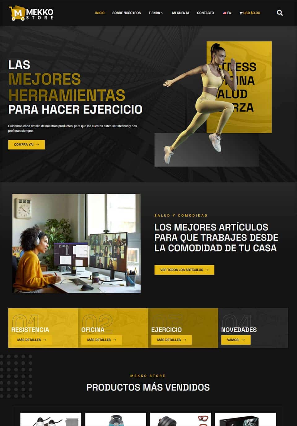 Project screenshot: Website and online store for fitness products