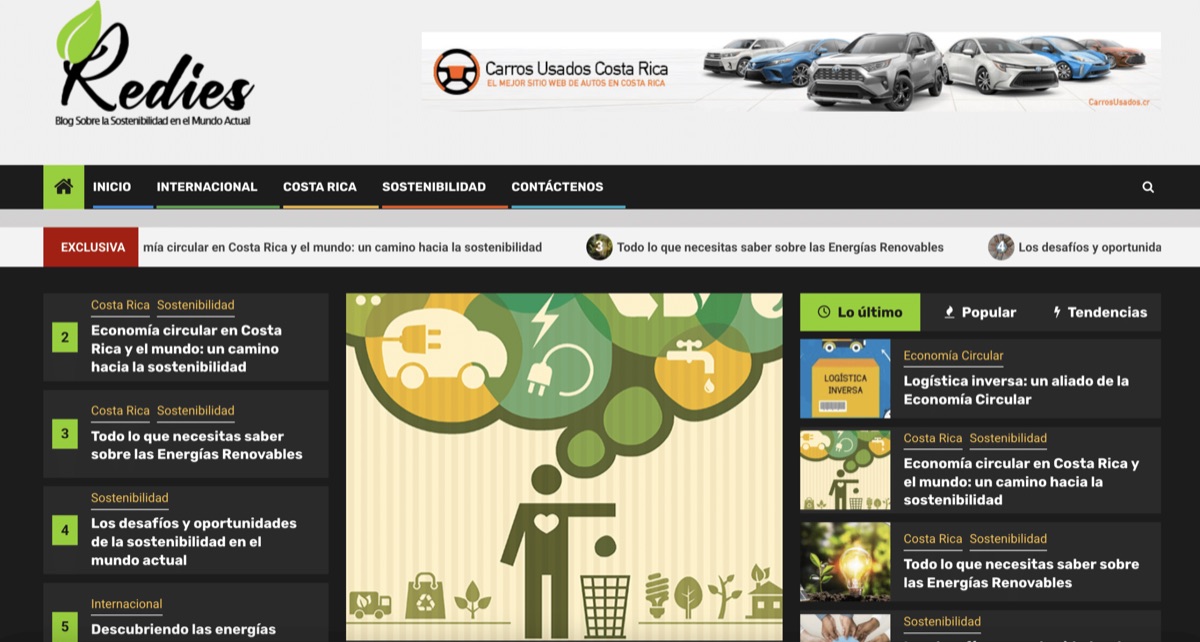 Project screenshot: Blog about sustainability in today's world